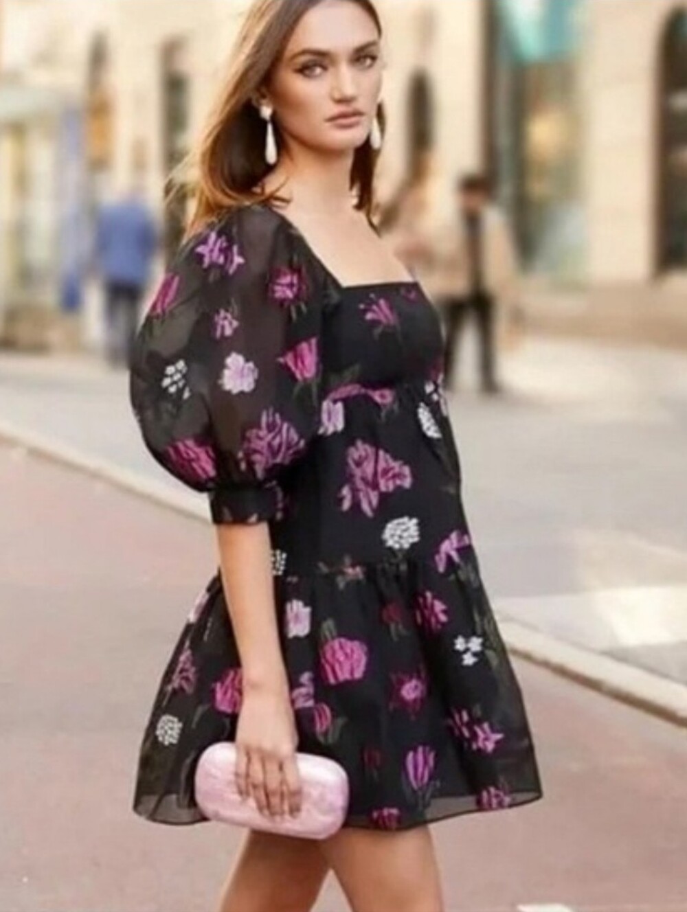 Amanda Uprichard Theodora floral brocade puff-sleeve mini dress